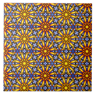 Azulejo Mandala de sol celeste