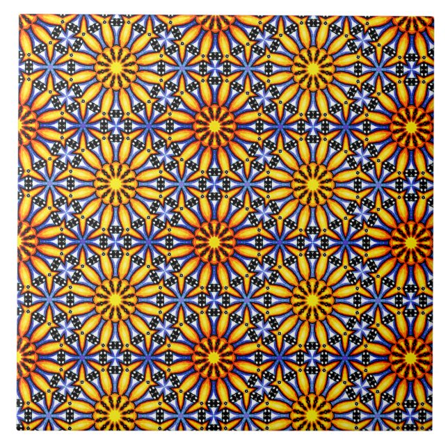 Azulejo Mandala de sol celeste (Frente)