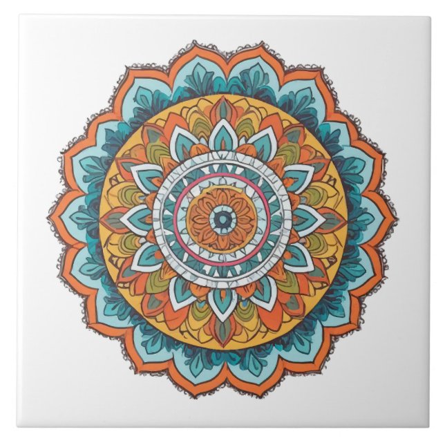 Azulejo mandala de varios colores (Frente)