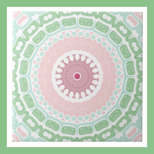 Azulejo Mándala Decorativa de Menta y Rosa (Subido por el creador)