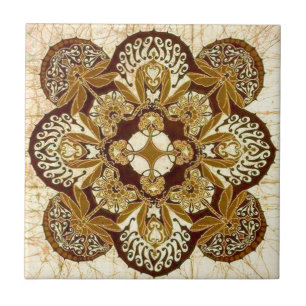 Azulejo Mandala del batik en Brown y moreno