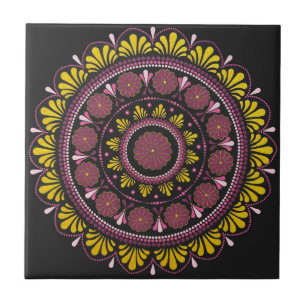 Azulejo Mandala elegante de oro rosado, flor de arte de ba