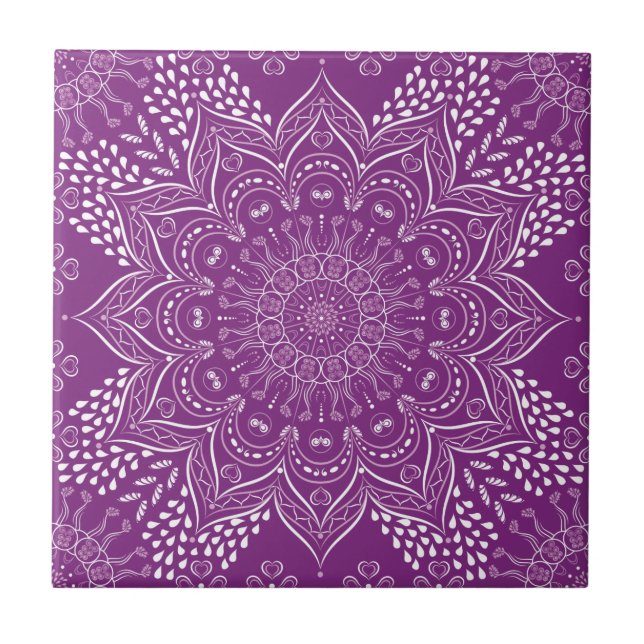 Azulejo Mandala elegante morada (Frente)