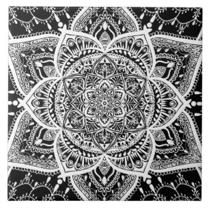 Azulejo Mandala en blanco y negro - Loergann en raven