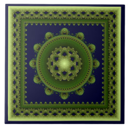 Azulejo Mandala enmarcada verde