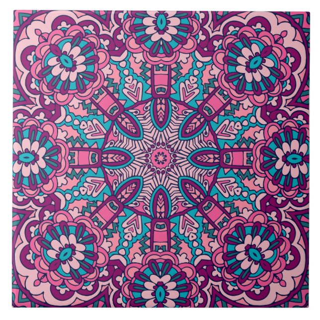 Azulejo Mandala festiva de Boho (Frente)