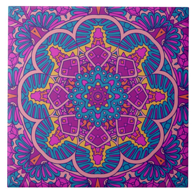 Azulejo Mandala festiva de Boho (Frente)