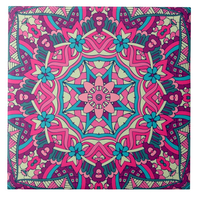 Azulejo Mandala festiva de Boho (Frente)
