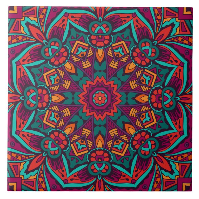 Azulejo Mandala festiva de Boho (Frente)