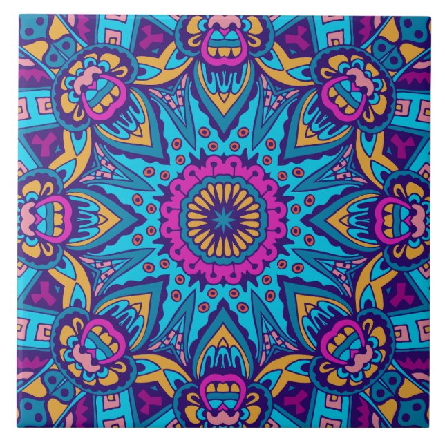 Azulejo Mandala festiva de Boho (Frente)