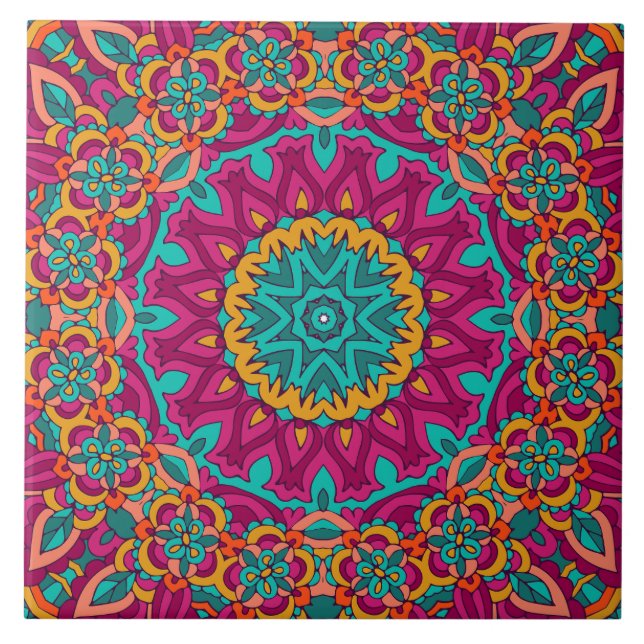 Azulejo Mandala festiva de Boho (Frente)