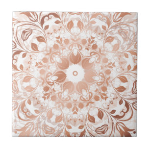 Azulejo Mándala floral de oro rosa