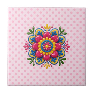 Azulejo Mandalá floral vibrante