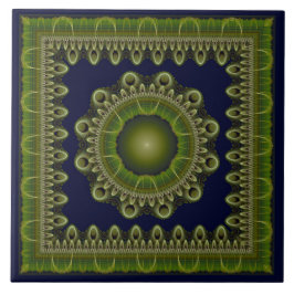 Azulejo Mándala fractal brillante enmarcado