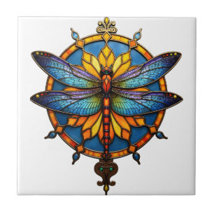 Azulejo Mandalá Libélula Luminosa Geometría Sagrada Espiri
