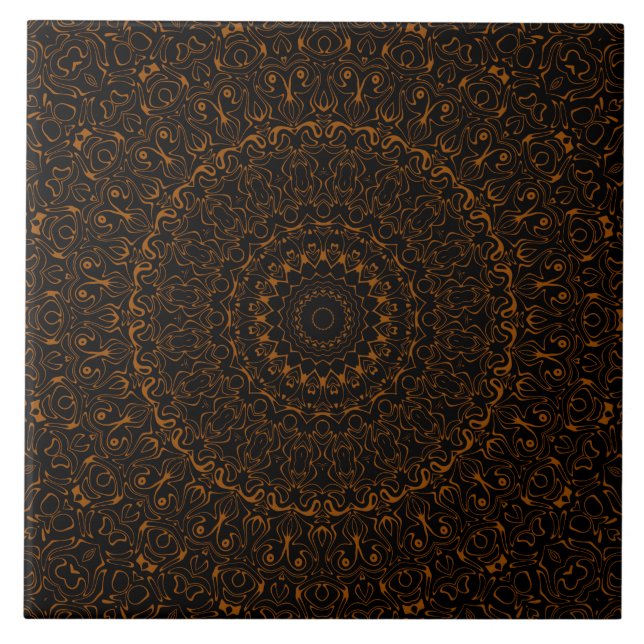 Azulejo Mandala marrón rústica con encanto occidental (Frente)