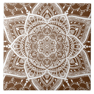Azulejo Mandala marrón y blanco - Loergann en maíz