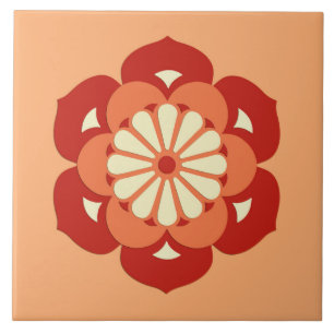 Azulejo Mandala, Naranja Pastel y mandarín