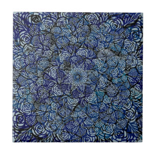 Azulejo Mandala Naturaleza Floral Negrita Geometría Floral