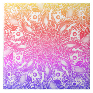 Azulejo Mandala negra de arco iris