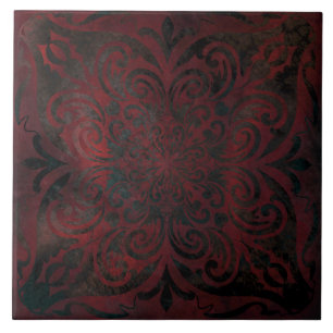 Azulejo mandala negro romántico elegante