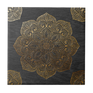 Azulejo Mandala-oro de madera