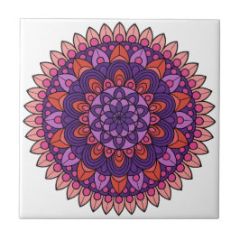 Azulejo Mandala púrpura y rosa