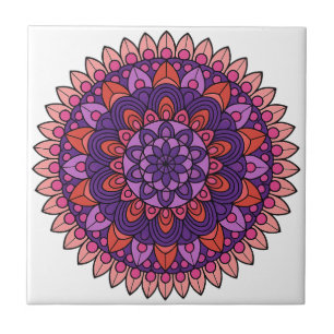 Azulejo Mandala púrpura y rosa