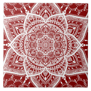Azulejo Mandala roja y blanca - Loergans en frambuesa