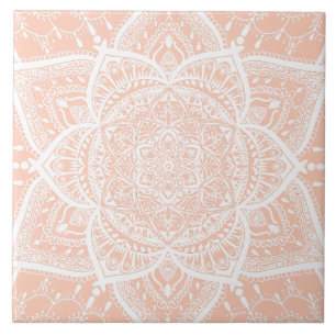 Azulejo Mandala rosa y blanca - Loergans en Apricot