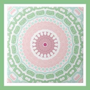 Azulejo Mandala rosa y verde pastel