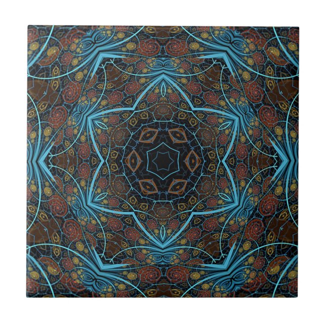 Azulejo Mandala Rosette Boho Patrón de Dandy estilo bohemi (Frente)