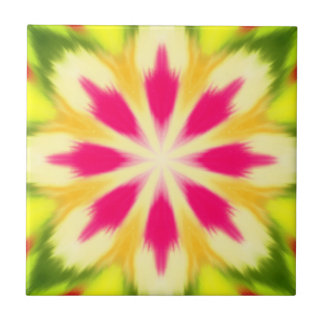 Azulejo Mandalá Tie Dye de Lima Rosa Amarillo Naranja