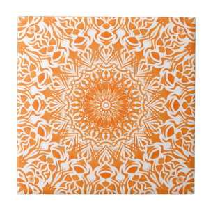 Azulejo Mandalá Tribal Naranja