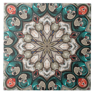 Azulejo Mandala turquesa abstracta