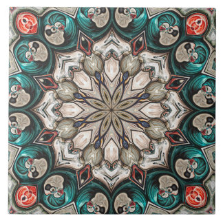 Azulejo Mandala turquesa abstracta