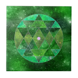 Azulejo Mandala verde celta Galaxia Boho Geometría sagrada