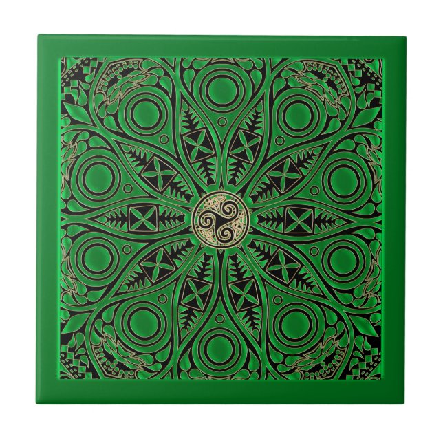 Azulejo Mandala verde de Kelly Triskele (Frente)