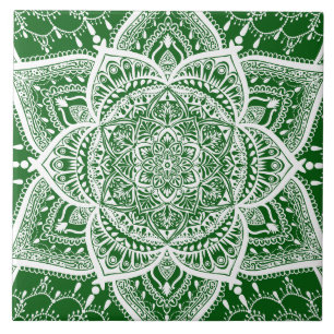 Azulejo Mandala verde y blanca - Loergans en Moringa