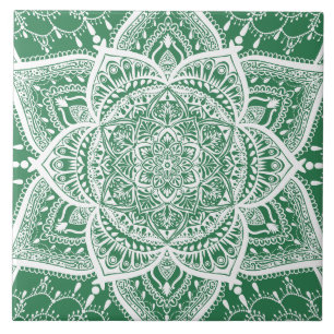 Azulejo Mandala verde y blanca - Loergans en Rosemary