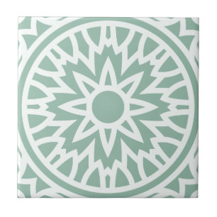 Azulejo Mandala verde y blanco