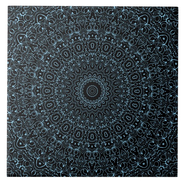 Azulejo Mandalas de Baby Blue con delicada simetría (Frente)