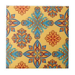 Azulejo Mandalas en amarillo ámbar