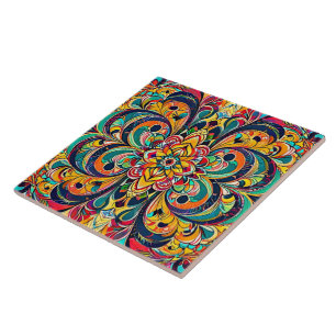 Azulejo Mandalas Sinfonía de Color – Floral Psicodélico In