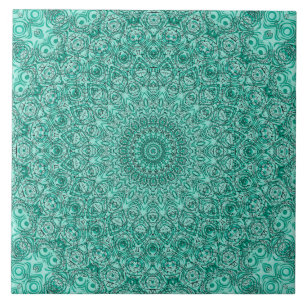 Azulejo Mandalas Turquesas con Intrincada Simetría