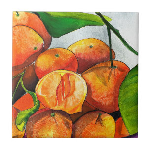 Azulejo Mandarín naranja arte de la fruta acuática