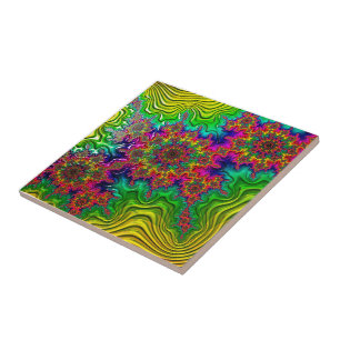 Azulejo Mandelbrot Color Explosión Cerámica Tile