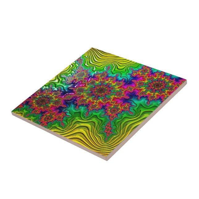 Azulejo Mandelbrot Color Explosión Cerámica Tile (Lado)