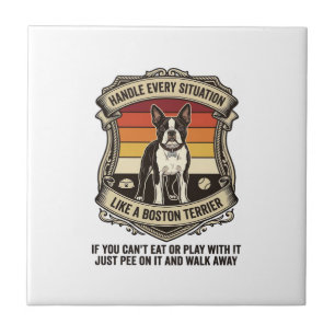 Azulejo Maneja cada situación Boston Terrier perro atardec