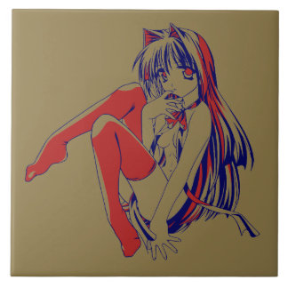 Azulejo Manga Americano Neko Gatita Kawaii Anime